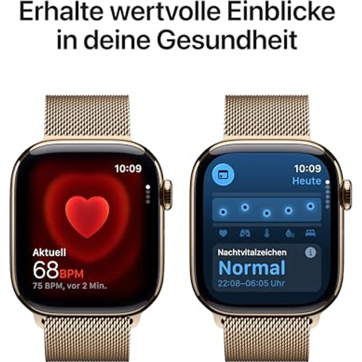Apple Watch Series 11 Cellular, 42 mm, Titangehäuse Gold, Milanaise Armband Gold – Bild 4