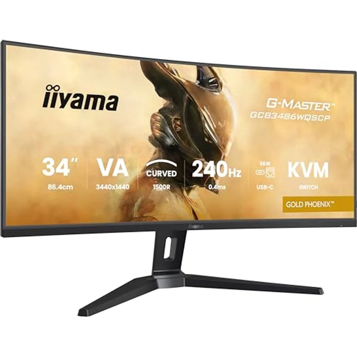 iiyama G-MASTER Gold Phoenix GCB3486WQSCP-B1, 34" Curved VA LED Gaming Monitor, 3440x1440 UWQHD, 240Hz, 0.4ms, KVM, HDR400, FreeSync Premium, höhenverstellbar – Bild 4