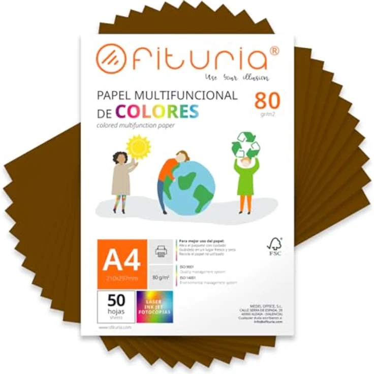 OFITURIA Buntes Papier A4, 50 Blatt 80g farbiges Papier in Braun – Ideal für Basteln, Drucker und Scrapbooking – Bild 1