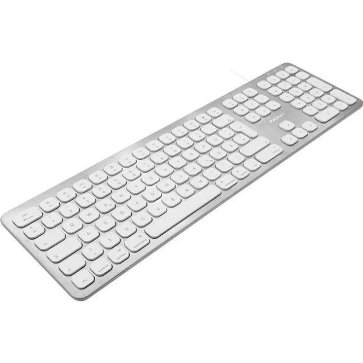 Macally WKEYHUBMB-A, erweiterte Mac-Tastatur mit Ziffernblock, 2 USB Ports, US QWERTY Layout, Alu-Design in Weiß