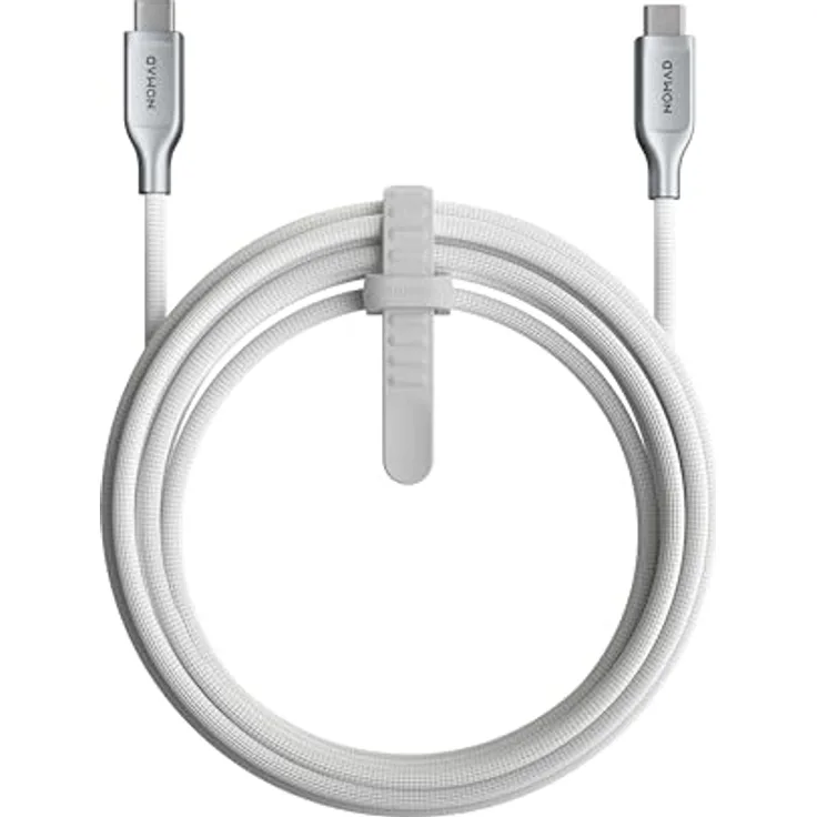 NOMAD Kevlar Cable USB-C auf USB-C, 3 Meter Ladekabel mit 240 Watt Schnellladung, weiß