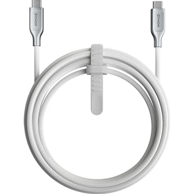 NOMAD Kevlar Cable USB-C auf USB-C, 3 Meter Ladekabel mit 240 Watt Schnellladung, weiß – Bild 1