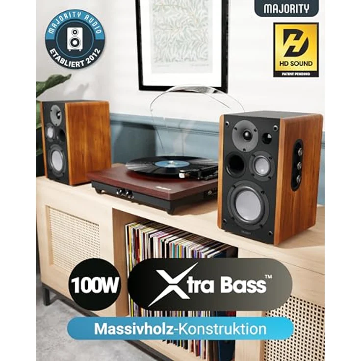 MAJORITY D100 Bluetooth Lautsprecher Boxen für Stereoanlage | 100W Regallautsprecher | Xtra BASS Aktivlautsprecher | HDMI ARC Speaker | Premium-Holz Regal-Lautsprecher | Studio HiFi Lautsprecher – Bild 2