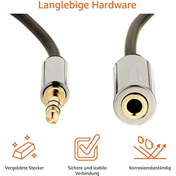 AmazonBasics Stereo-Audiokabel, 3,5-mm-Klinkenstecker auf 3,5-mm-Klinkenbuchse, 1,8 m – Bild 2