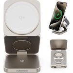 CubeNest Cubenest 3in1 Faltbares Aluminium Wireless Charger | Kompatibel mit Magsafe (Natural Titanium)
