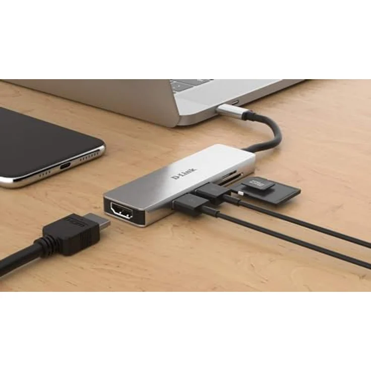D-Link DUB-M530 USB Typ C Hub 5 in 1 USB C Adapter mit HDMI 4K und 1080p 2 USB 3.0-USB2.0 Ports SD-Kartenleser SDHC SDXC – Bild 3