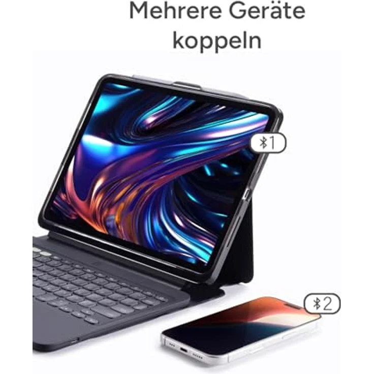 ZAGG Pro Keys 2, QWERTZ Tastatur für Apple iPad Air 13 (M2), mit Hintergrundbeleuchtung, verstellbarem Ständer, schwarz – Bild 5