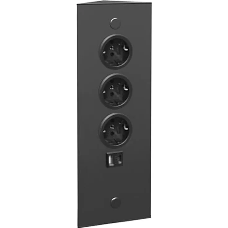 THEBO Energie-Ecksäule ST 3007/320/3, Steckdosenleiste in SCHWARZ mit USB A und C, Ecksteckdosen