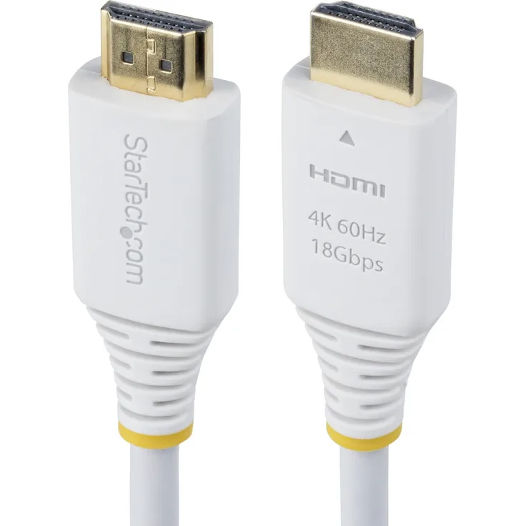 StarTech.com HDMI2-CABLE-4K60-6FW, 1,8 m HDMI-Kabel Typ A, 4K 60Hz, Weiß, mit Audio Return Channel und Ethernet-Unterstützung