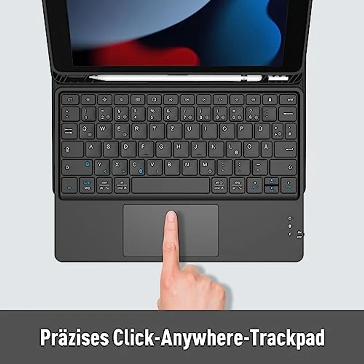 FINTIE Kabellose Bluetooth Tastatur mit Touchpad, Tablet Tastatur Deutsch Layout für iPad, Samsung Tablets, iOS, Android-Tablets, ultradünn, Schwarz – Bild 4