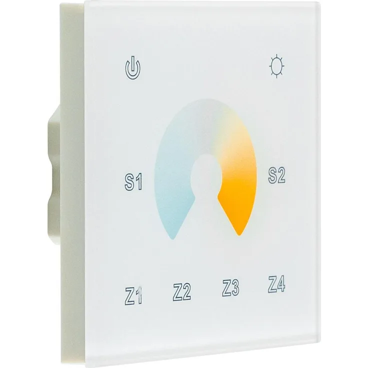 EVN EFDWP4WCW, Wandpanel Tunable-White 4-Kanal 868MHz Lichtsteuerung mit Speicher für 2 Lichtszenen, weiß