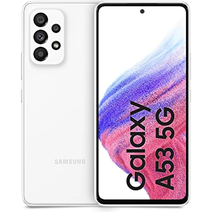 Samsung Galaxy A53 5G Android-Smartphone, Display 6,5 Zoll ¹, 6 GB RAM und 128 GB interner Speicher, erweiterbar², Akku 5.000 mAh, Awesome Weiß [Italienische Version] – Bild 1