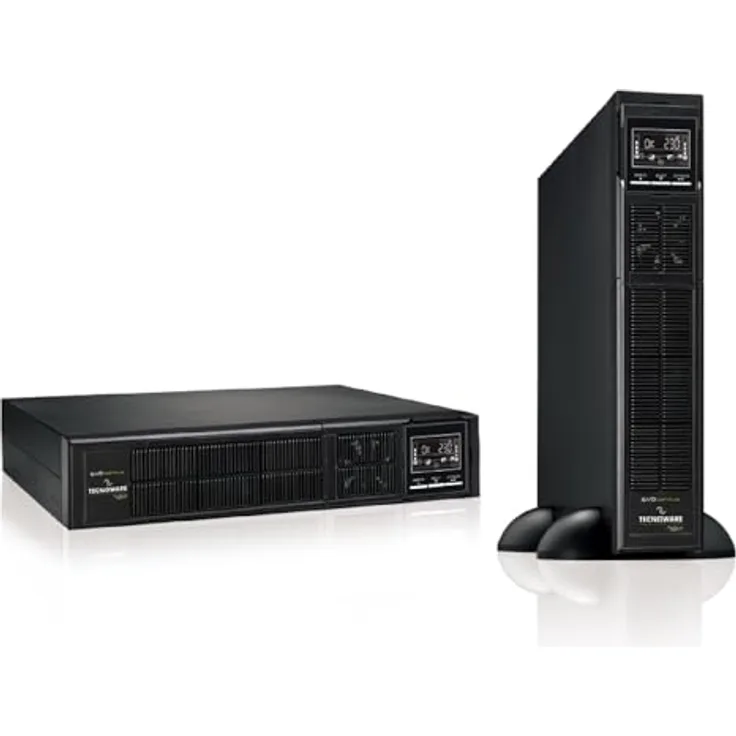 Tecnoware USV EVO DSP PLUS 3600 Unterbrechungsfreie Stromversorgung - Online-Technologie, Installation Tower - 8 IEC-Ausgänge - Autonomie bis zu 40 min - Leistung 3600 VA, Schwarz