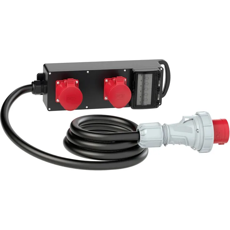 PC Electric 9441853 Steckdosen-Verteiler, 4-fach mit Schutzkontakt, Schwarz