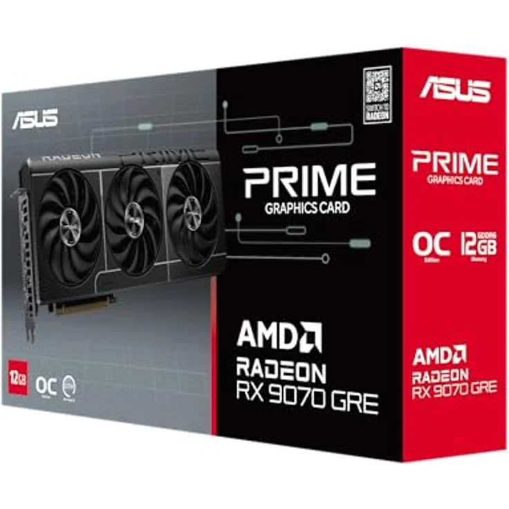 ASUS Prime RX 9070 GRE-O12G, Radeon RX 9070 GRE, 12 GB GDDR6, 192 Bit, 7680 x 4320 Pixel, PCI Express 5.0, Dual-BIOS, Axial-Tech-Lüfter, OC-Modus bis 2880 MHz – Bild 8