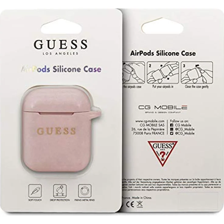 CG MOBILE Guess GUACCSILGLLP Silikonhülle für Apple AirPods Dockingstation, Pink Rosa, Schnellladefunktionen, Kompaktes und tragbares Design – Bild 2
