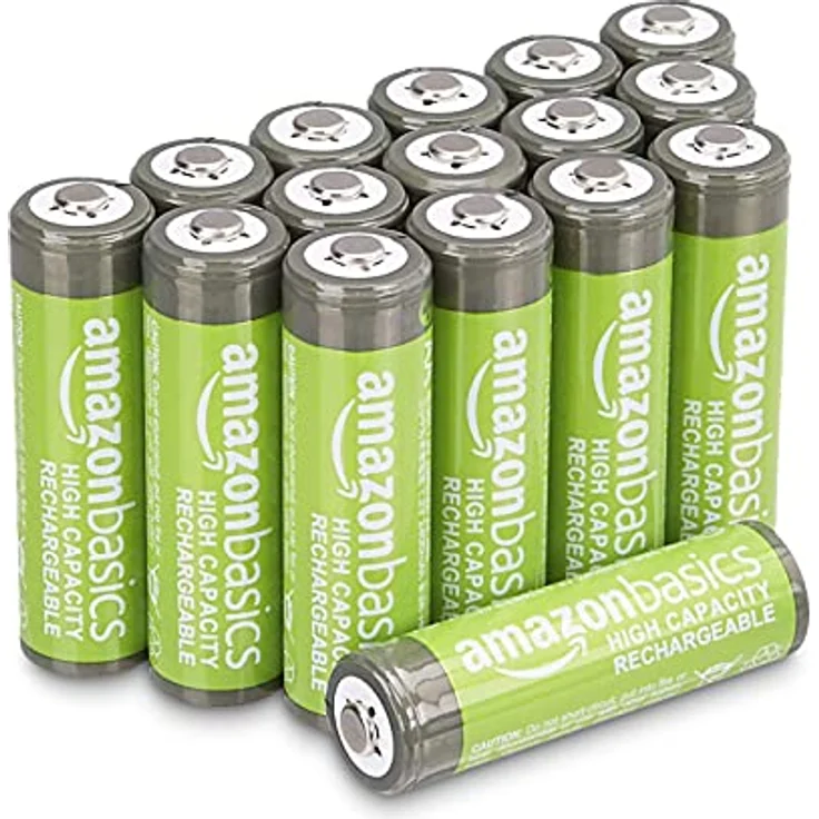 Amazon Basics AA-Batterien mit hoher Kapazität, wiederaufladbar, 2400 mAh, vorgeladen, 16 Stück – Bild 1