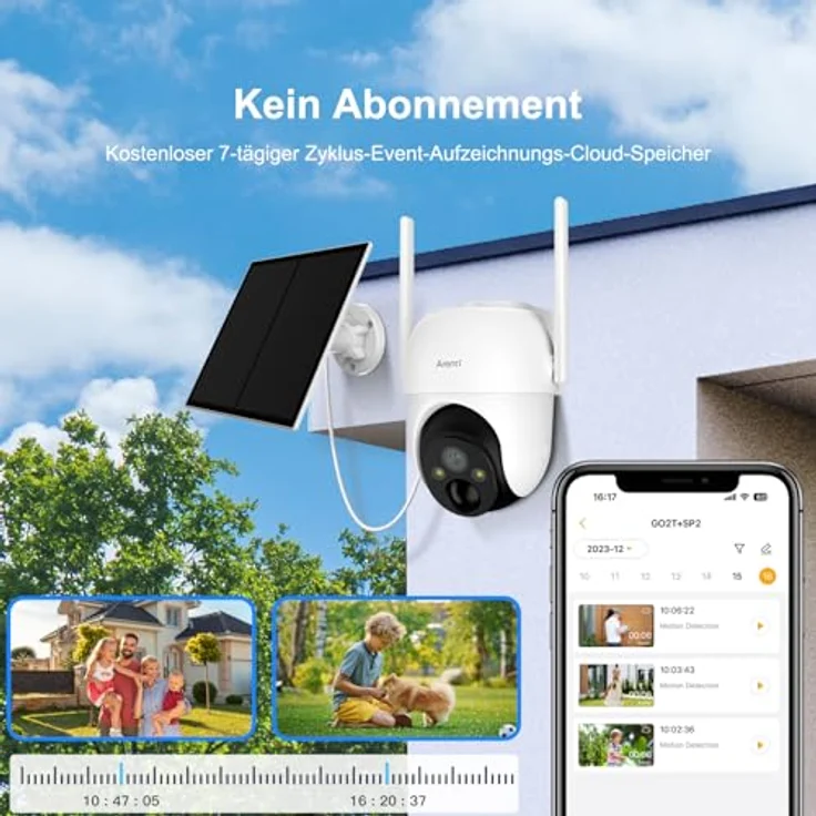 Arenti Arenti GO2T+SP2-EU WLAN Überwachungskamera 3MP mit Solarpanel, 360° Schwenken/Neigen, Nachtsicht in Farbe – Bild 5