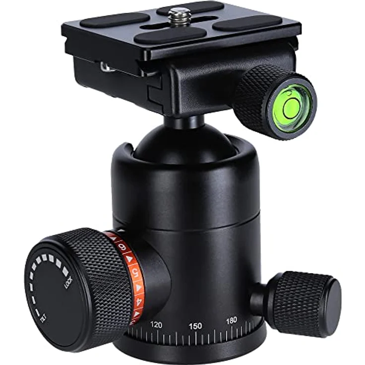 Rollei Stativ Kugelkopf für C5i Stativ, professioneller 360 Grad Stativkopf mit Friktion, 8 KG Tragkraft und 3 Wasserwaagen.Inkl. Acra Swiss Schnellwechselplatte – Bild 1