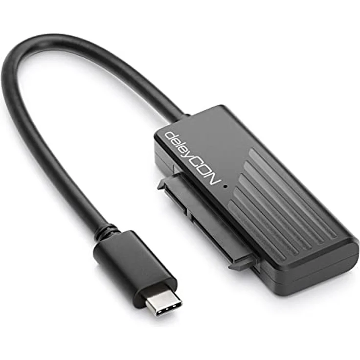 deleyCON USB 3.0 SATA Adapter Kabel USB C zu 2,5" Zoll Festplatten Schwarz, 5 GBit/s UASP SATA I II III Plug&Play – Bild 2