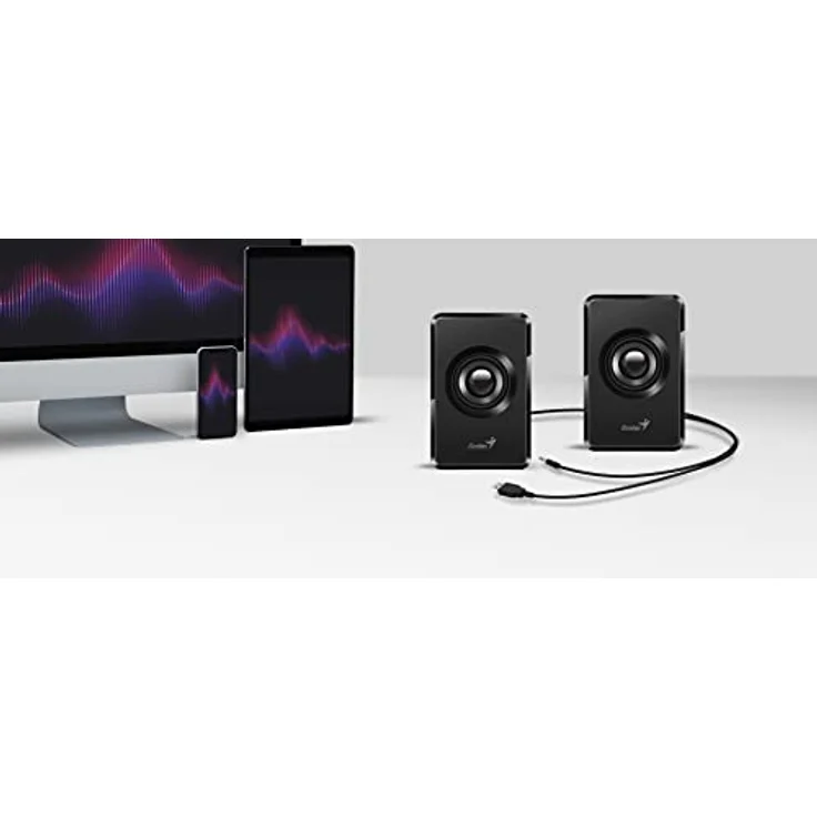 Genius SP-U125 USB-betriebene Stereo-Lautsprecher mit 3,5-mm-Audio-Kopfhöreranschluss, Schwarz – Bild 5