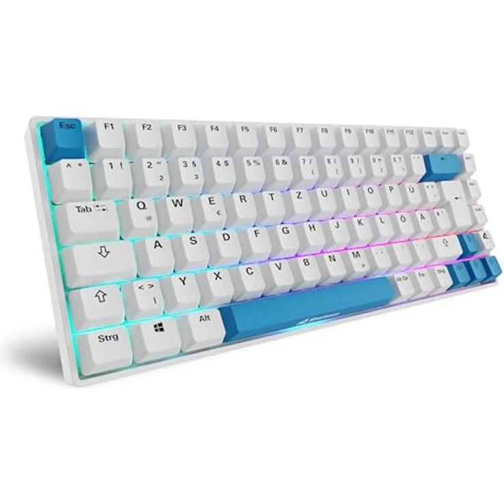 Sharkoon Skiller SGK50 S3 PBT Weiß, RGB Gaming Keyboard, Gateron G PRO 3.0 Yellow, 75% Layout – Bild 2