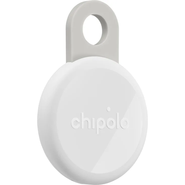 Chipolo LOOP, Wiederaufladbarer Tracker mit Apple & Google Find My Netzwerk, lauter Alarmton, flexible Silikonschlaufe, Weiss