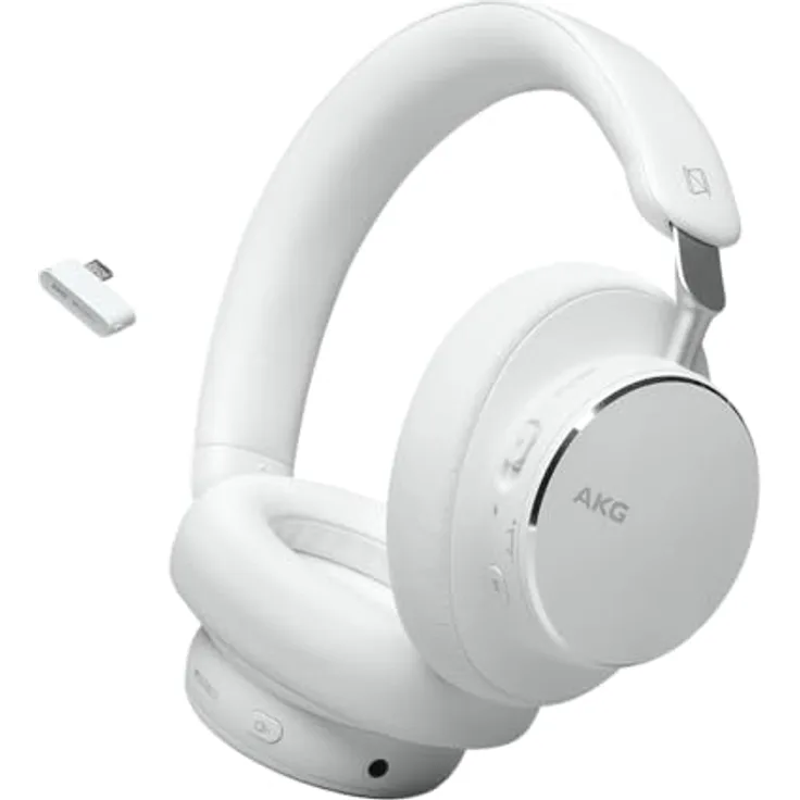 AKG N9 Hybrid Over-Ear Kopfhörer – Kabeloser kristallklarer Sound, True Adaptive Noise Cancelling, Zoom-zertifizierte Anrufqualität, 100h Akkulaufzeit, Bluetooth, USB-C, weiß