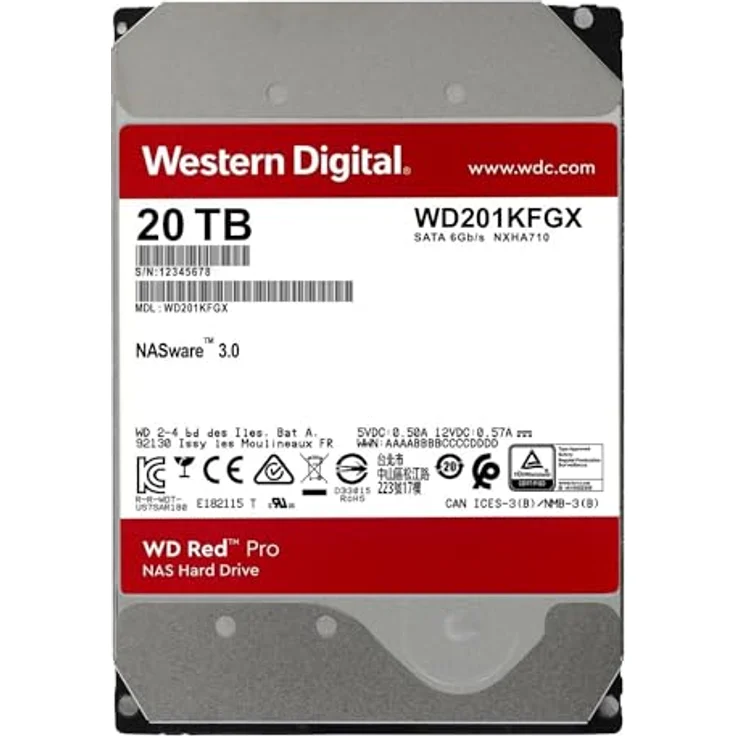 Western Digital WD Red Pro NAS Hard Drive WD201KFGX - Festplatte - 20 TB - intern - 3.5'' (8.9 cm) - SATA 6GB/s – Bild 2