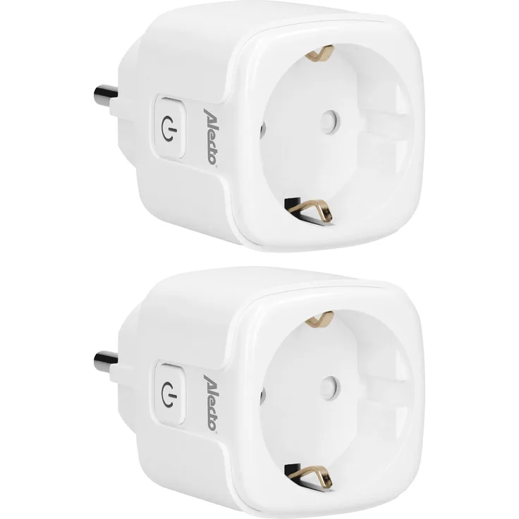 Alecto SMART-PLUG20 DUO, Smart Wi-Fi Plug mit Energiemonitor, 2er-Set, steuerbar über Alexa und Google Home, elegantes Design