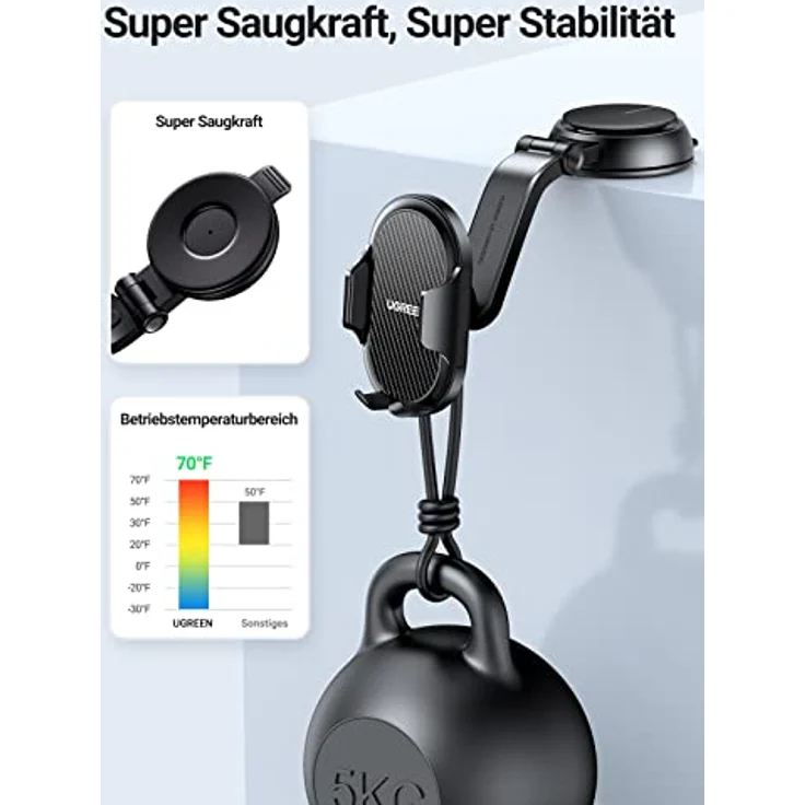 UGREEN KFZ Handyhalterung Auto Saugnapf Armaturenbrett 360° Autohalterung Handy Halterung PKW Universal Handyhalter fürs Auto – Bild 4