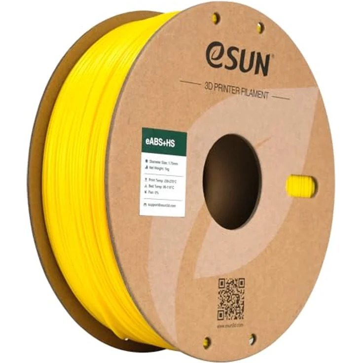 eSUN ABS+HS Filament 1.75mm, Hochgeschwindigkeits-3D-Druckmaterial, gelb, 1kg mit verbesserter Zwischenschichtbindung und Wärmebeständigkeit – Bild 1