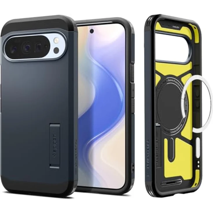 Spigen Tough Armor (AI) MagFit Hülle für Google Pixel 10 Pro XL, Doppellagiger Schutz mit integriertem Kickstand, kompatibel mit Pixelsnap und MagSafe - Metal Slate – Bild 1