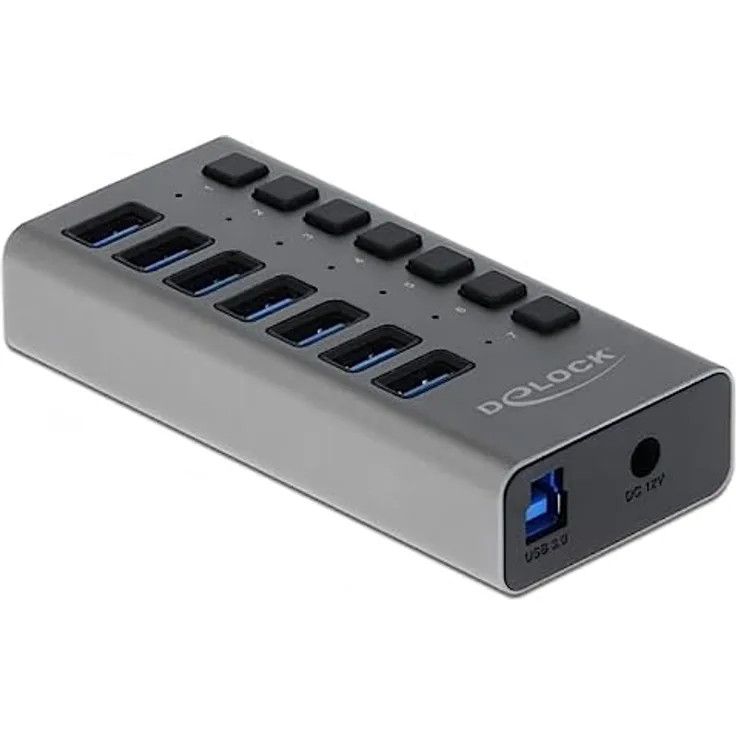 Delock 63669 Externer SuperSpeed USB Hub mit 7 Ports + Schalter