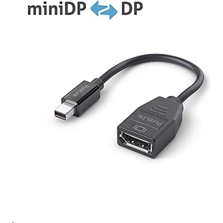 PureLink mini DisplayPort auf DisplayPort Adapter, 4K Ultra HD 60Hz, 21,6GB/s Bandbreite, vergoldete Steckkontakte, schwarz – Bild 2