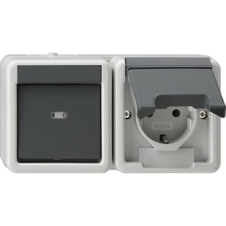 GIRA 417730 Kombination Wippschalter/SCHUKO-Steckdose 16 A 250 V~ waagerecht mit Klappdeckel Universal-Aus-Wechselschalter, Grau - Robustheit und schnelle, saubere Schnitte – Bild 2