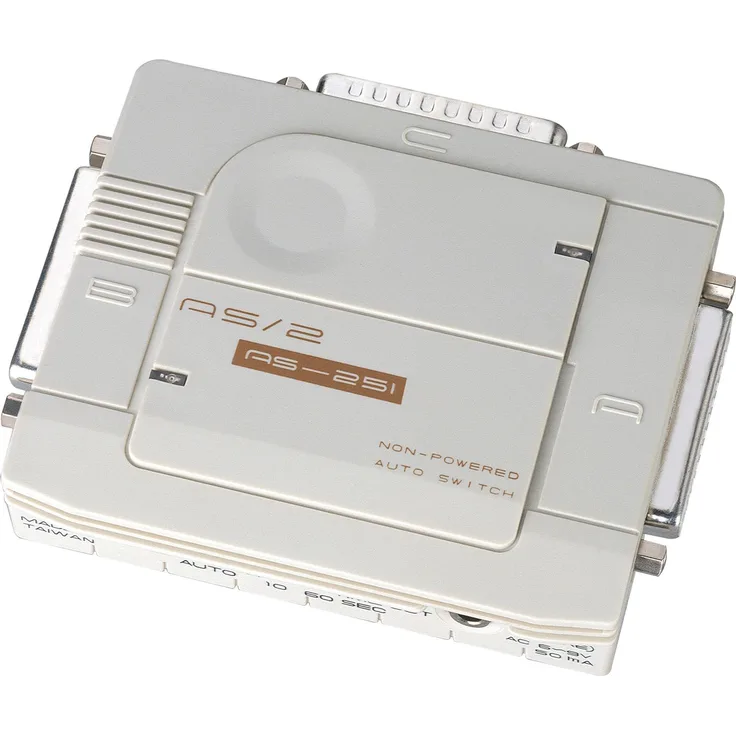Aten AS251S, KVM Switch für 2 PCs mit seriellem Druckeranschluss, kompakt und ohne externe Stromversorgung
