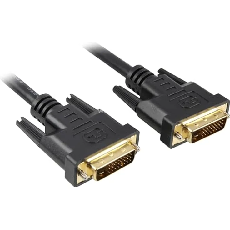 Sharkoon Dual Link Digital DVI-Kabel 24-polig, 2m, schwarz - Verbindungskabel für DVI-Monitore mit DVI-D Steckern