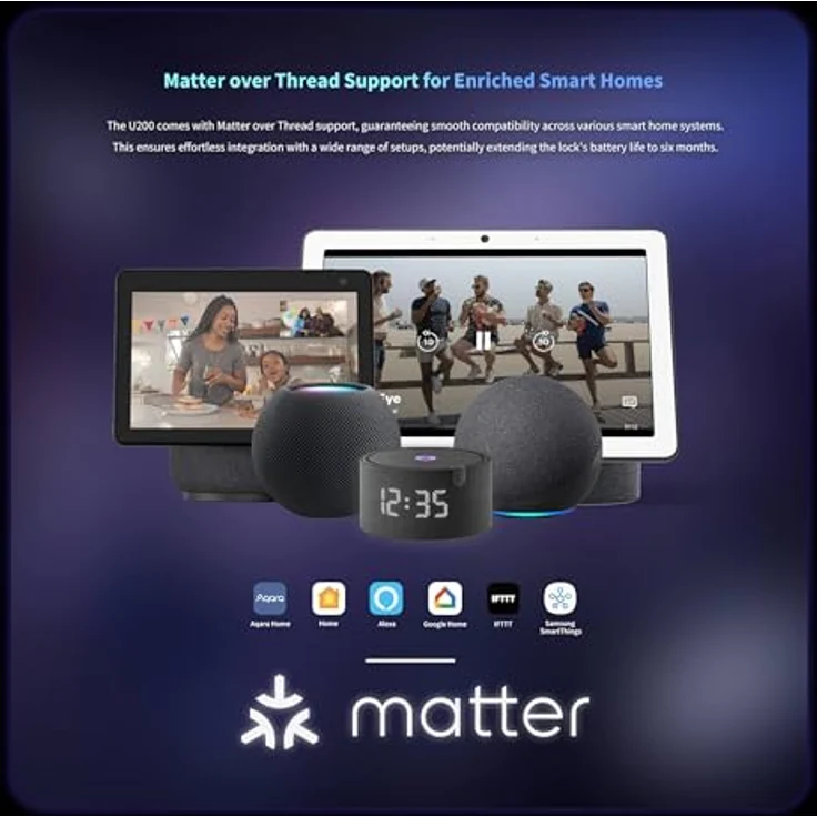 AQARA U200 Smart Lock, Türschloss mit Matter über Thread, automatischer Verriegelung und NFC-Funktion, Silber – Bild 6