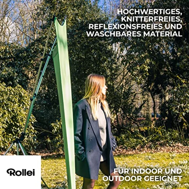 Rollei Hintergrund 300 x 150 cm für das Rollei X-Drop Hintergrund-System, perfekt für Ganzkörper-Aufnahmen, knitterfrei und reflexionsfrei (Grün) – Bild 5