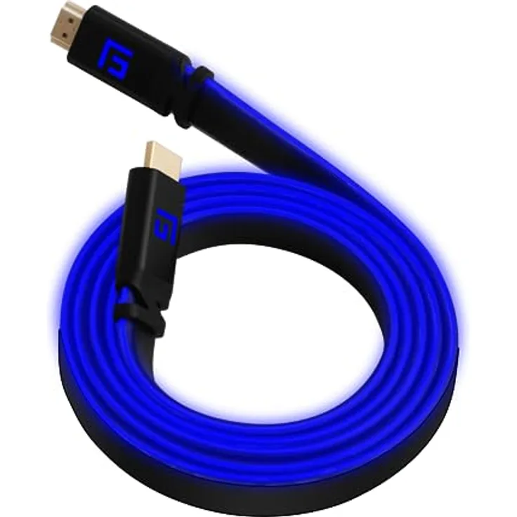 FLOATING GRIP Premium HDMI-Kabel mit LED-Licht, v2.1, High-Speed 8K@60Hz, Ethernet Ready (1,5 m, blau)