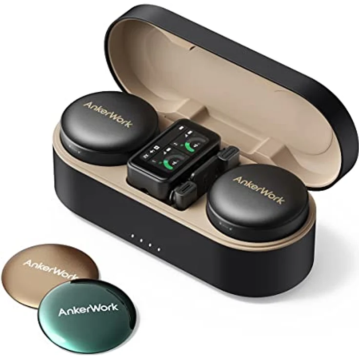 AnkerWork M650 Kabelloses Lavalier Mikrofon, Professionelle Geräuschunterdrückung, Magnetisches Cover, 2-Kanal Abnehmer, 200m Reichweite, 15k Akku, Vlogs & Livestream, Nicht geeignet für Konferenzen – Bild 1