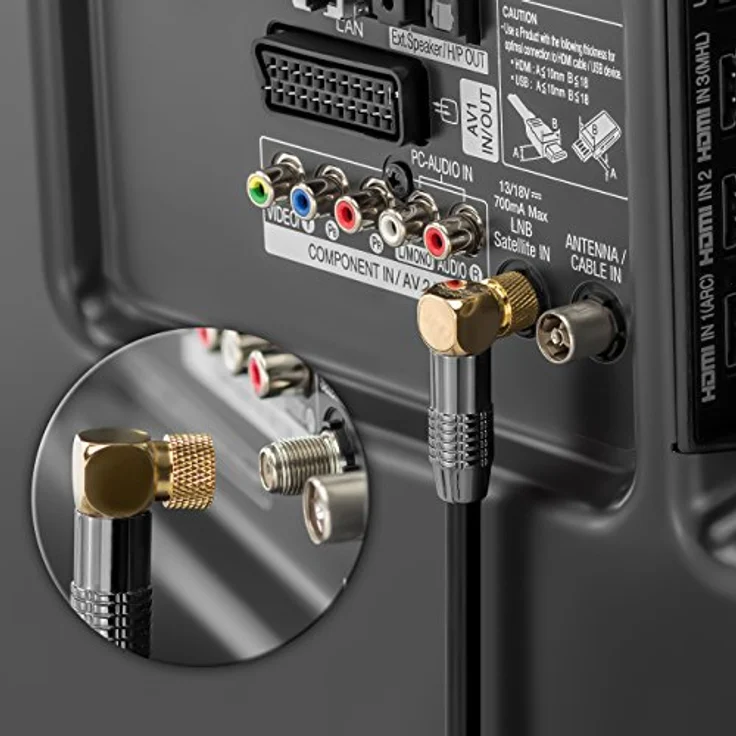 deleyCON 1m SAT Antennenkabel PREMIUM HDTV Satellitenkabel gewinkelt Koaxialkabel - F-Stecker (90° Grad) zu F-Stecker (90° Grad) - Schwarz - METALL vergoldet – Bild 8