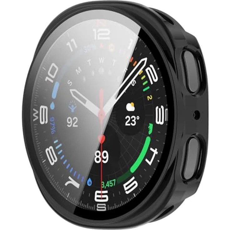 Wigento Schutzhülle + Gehärtetes Glas für Samsung Galaxy Watch 8 40mm, Kunststoff Schwarz, Rundumschutz, Leicht und Elegant – Bild 2