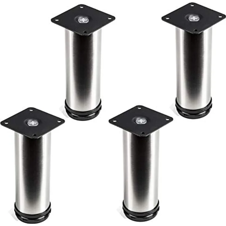 4er Set Lukas Möbelfuß Ø 42 mm höhenverstellbare Sockelfüße Edelstahl Höhe 150 mm von SO-TECH
