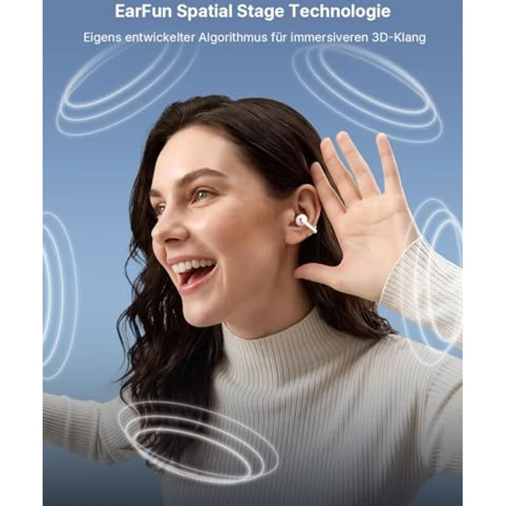 EarFun Clip 2 Weiß Open-Ear Bluetooth-Kopfhörer, Clip-On Earbuds, Hi-Res Audio mit LDAC, 12-mm-Titan-Treiber, 40 Std. Akku, IP55 – Bild 4