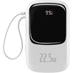 Baseus Qpow Pro Powerbank mit Kabel, 20.000 mAh, 22,5 W (weiß)
