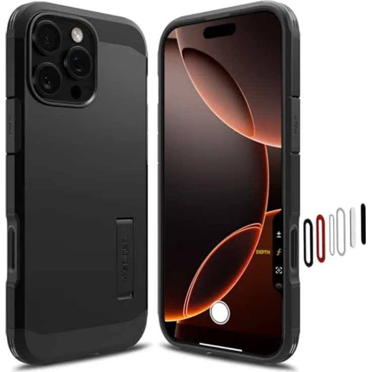 Spigen iPhone 16 Pro Tough Armor T (AI) MagFit Hülle - Schwarz, Kamerasteuerung aktiviert, Kompatibel mit MagSafe Zubehör