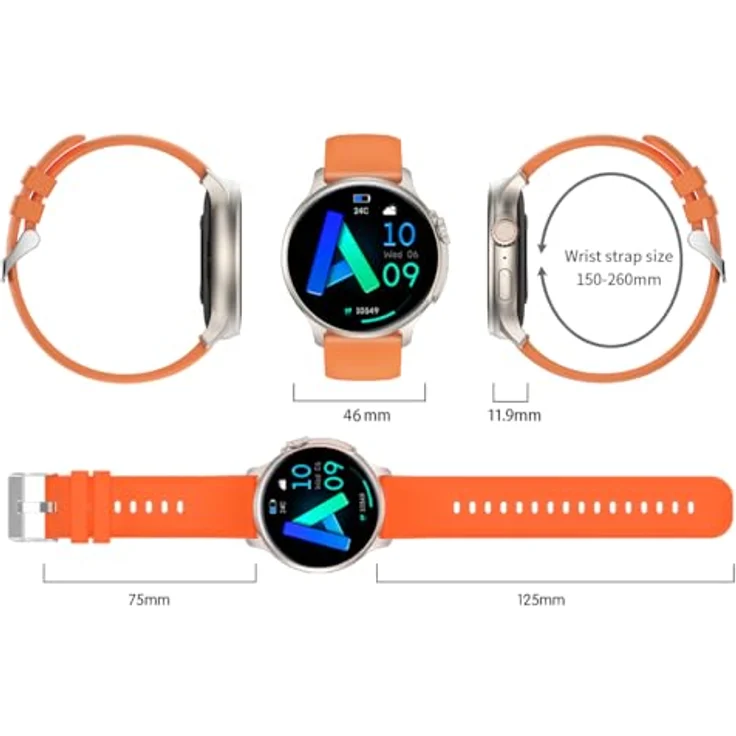 Emporia Watch Joy, Smartwatch für Herren & Damen, Fitnessuhr, Sportuhr, Senioren Gesundheitsuhr, Telefonfunktion, Bluetooth, Wecker, Schwarz – Bild 5