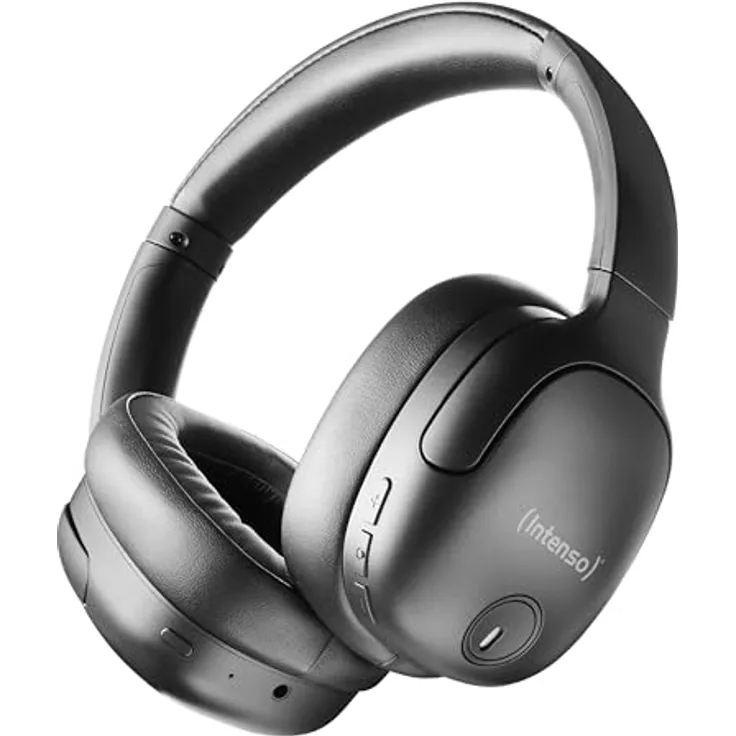 Intenso O400HA Over-Ear Kopfhörer - Hybrid Active Noise Cancelling, bis zu 75 Stunden Laufzeit, Bluetooth 5.3, Musikmodus, Transparency Modus, schnelle Ladezeit, schwarz